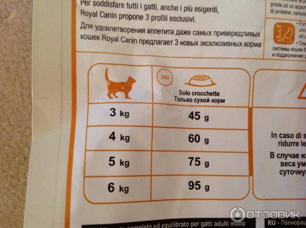 Сколько корма должна съедать кошка в день????